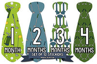 Months In Motion Monthly Baby Tie Stickers - Boy Month Milestone Necktie Sticker - Onesie Month Sticker - Infant Photo Prop for First Year - Shower Gift - Newborn Keepsakes - Golf