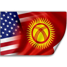 Load image into Gallery viewer, ExpressItBest Sticker (Decal) with Flag of Kyrgyzstan and USA (Kyrgyzstani, Kyrgyz, Kirgiz, Kirghiz)

