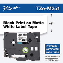 Load image into Gallery viewer, Brother P-touch TZe-M251 Black Print on Premium Matte White Laminated Tape 24mm (0.94) wide x 8m (26.2) long

