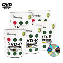 Load image into Gallery viewer, Smartbuy 500-disc 4.7gb/120min 16x DVD-R Shiny Silver Blank Data Recordable Media Disc
