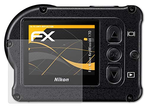 atFoliX Screen Protector Compatible with Nikon KeyMission 170 Screen Protection Film, Anti-Reflective and Shock-Absorbing FX Protector Film (3X)