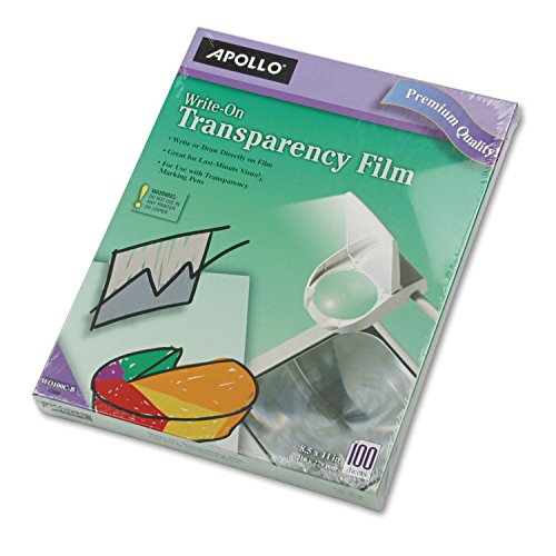 Apollo WO100CB Write on Transparency Film, 8-1/2-Inch x11-Inch, 100/BX, Clear