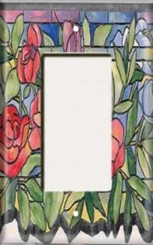 Single Rocker Plate - Stained Glass Roses