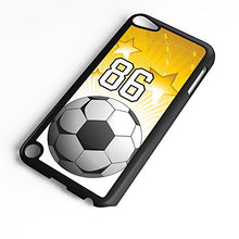 Load image into Gallery viewer, iPod Touch Case Fits 6th Generation or 5th Generation Soccer Ball #7300 Choose Any Player Jersey Number 81 in Black Plastic Customizable by TYD Designs
