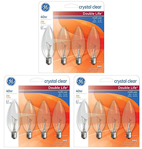 GE Lighting Crystal Clear Bulb Candelabra Blunt Tip (40-Watt, 12-Bulbs)