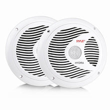 Load image into Gallery viewer, 6.5 Inch Dual Marine Speakers - 2 Way Waterproof and Weather Resistant Outdoor Audio Stereo Sound System with 150 Watt Power, Polypropylene Cone and Cloth Surround - 1 Pair - PLMR60W (White)
