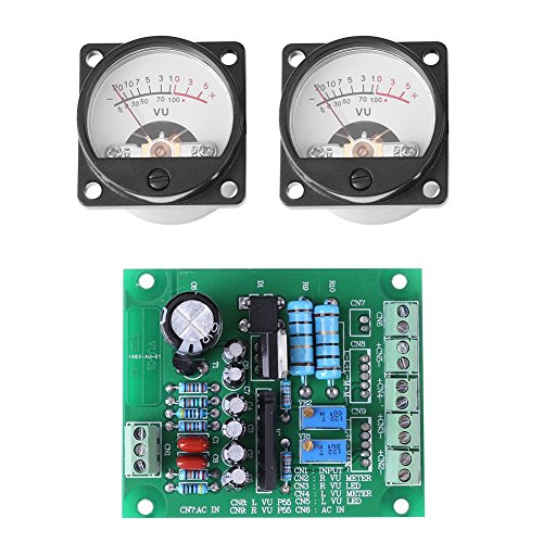 Akozon VU Meter 2 Pcs VU Panel Meter Warm Back Light Recording + Audio Level Amp with Driver Board