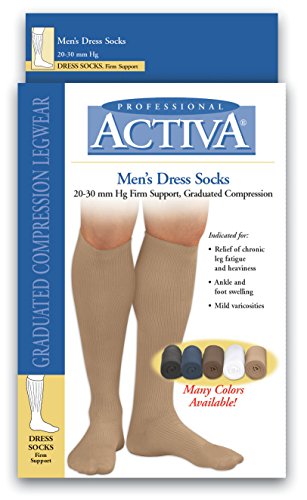 Activa Men's 20-30 mmHg Dress Socks with Firm Support, Black, X-Large