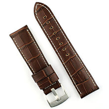 Load image into Gallery viewer, B &amp; R Bands 24m Brown Gator White Stitch Leather Watch Band Strap - Large Length
