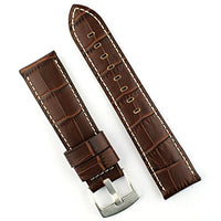 B & R Bands 24m Brown Gator White Stitch Leather Watch Band Strap - Large Length