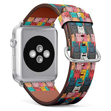 Load image into Gallery viewer, S-Type iWatch Leather Strap Printing Wristbands for Apple Watch 4/3/2/1 Sport Series (38mm) - Cute Hand Drawn Cats Doodle Art
