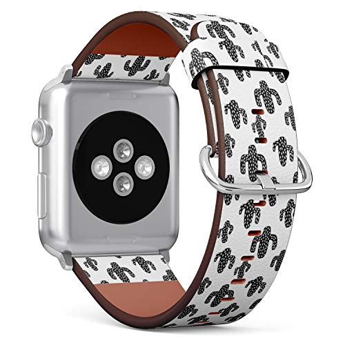 Compatible with Small Apple Watch 38mm, 40mm, 41mm (All Series) Leather Watch Wrist Band Strap Bracelet with Adapters (Cactus)