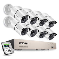ZOSI 8CH 1080P Security Camera System Outdoor with 1TB Hard Drive,H.265+ 8Channel 1080P CCTV Recorder 8pcs HD 1920TVL Home Surveillance Cameras with 120ft Night Vision Easy Remote Access Motion Alert