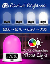 Load image into Gallery viewer, Sharp Sunrise Alarm Clock - Wake to Light! - Color Changing Mood Light - Fast Charge USB Charge Port
