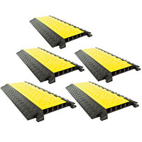 5-Pack Bundle of 5-Channel Modular Industrial Rubber Cable Ramp Middle Sections