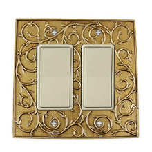 Load image into Gallery viewer, Meriville French Scroll 2 Rocker Wallplate, Double Switch Electrical Cover Plate, Antique Gold
