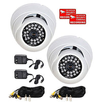 VideoSecu 2 Pack Built-in 1/3'' Effio CCD Day Night Outdoor IR CCTV Security Cameras 600TVL 28 Infrared LEDs Wide Angle High Resolution Vandal Proof with Extension Cables and Power Supplies WQZ