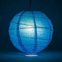 Load image into Gallery viewer, Cultural Intrigue Luna Bazaar Premium Paper Lantern Lamp Shade (14-Inch, Free-Style Ribbed, Turquoise Blue) - Chinese/Japanese Hanging Decoration - for Parties, Weddings, and Homes
