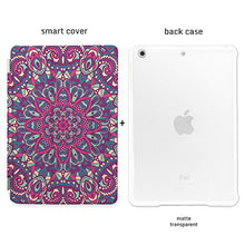 Load image into Gallery viewer, CasesByLorraine Apple New iPad 9.7&quot; (2017) Case, Purple Mandala Floral Pattern Stylish Smart Cover for New iPad 9.7 inch (2017) with auto Sleep &amp; Wake Function - N15
