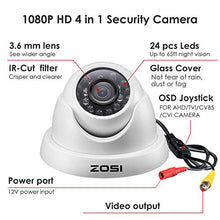 Load image into Gallery viewer, ZOSI 1080P 1920TVL Hybrid 4-in-1 TVI CVI AHD CVBS Security Surveillance CCTV 2.0MP HD Dome Camera Weatherproof 65ft IR Day Night Vision For HD-TVI, AHD, CVI, and CVBS 960H analog DVR System White
