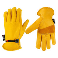 KIM YUAN Leather Work Gloves, with Adjustable Wrist, For Yard Work, Gardening, Farm, Warehouse, Construction, Motorcycle, Men & Women Large