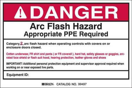 Arc Flash Protection Label, 4inHx6inW, PK5