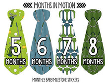 Load image into Gallery viewer, Months In Motion Monthly Baby Tie Stickers - Boy Month Milestone Necktie Sticker - Onesie Month Sticker - Infant Photo Prop for First Year - Shower Gift - Newborn Keepsakes - Golf
