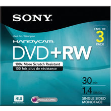 Load image into Gallery viewer, Sony 3DPW30R2HC 3-Pack 8cm DVD+RW with Hangtab
