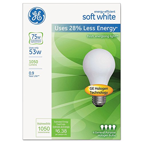GE 66248 Energy-Efficient Soft White 53 Watt A19, 4/Pack