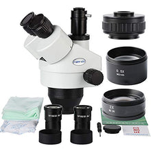 Load image into Gallery viewer, KOPPACE 3.5X-90X,Trinocular Video Microscope,16 Million Pixel,144 LED Ring Light,Includes 0.5X and 2.0X Barlow Lens,Mobile Phone Repair Microscope
