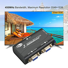 Load image into Gallery viewer, CKLau 450MHz Bandwidth 2 Port VGA Splitter Amplifier Box 1 PC to 2 Monitors SVGA Video Splitter Support 2048 x 1536 Resolution up to 164ft for Screen Duplication
