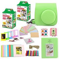 Fuji Instax Mini Instant Film Two Twin Packs (40 Sheets) + Protective Case + 40 Sticker Frames + Picture Frames + Photo Album + Microfiber Cleaning Cloth + More Accessories (Lime Green)