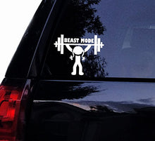 Load image into Gallery viewer, Tshirt Rocket Beast Lady Weightlifter Decal - Vinyl Gym Fitness Weightlifting Barbells Workout Decal, Laptop Decal, Car Window Wall Sticker (12&quot;, White)
