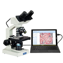 Load image into Gallery viewer, OMAX 2000X Built-in 1.3MP Digital Binocular Compound LED Microscope+Book+Blank Slides+Covers+Lens Paper
