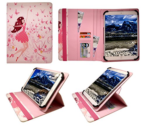 Sweet Tech 3Go GT7005 Eco Quad Core 7 Inch Tablet Happy Girl Universal 360 Degree Rotating PU Leather Wallet Case Cover Folio (7-8 inch)