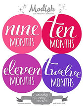 Load image into Gallery viewer, Modish - Creative Collective 12 Monthly Baby Stickers, Rainbow, Baby Month Stickers Girl, Baby Book Keepsake
