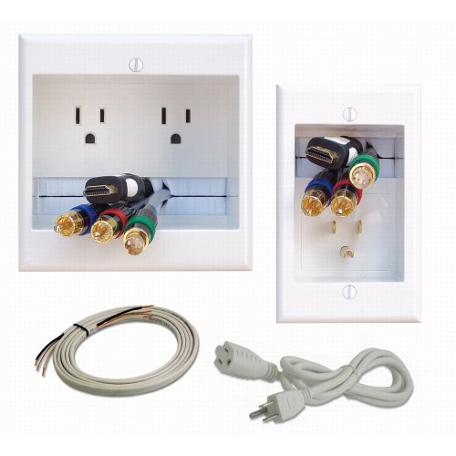 PowerBridge TWO-PRO-6 Dual Power Outlet Professional Grade Recessed In-Wall Cable Management System for Wall-Mounted Flat Screen LED, LCD, and Plasma TV's