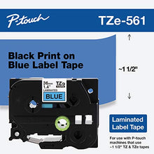 Load image into Gallery viewer, Brother P-Touch TZe-561 Black Print on Blue Label Tape 1.4 (36mm) Wide x 26.2 (8m) Long, TZE561

