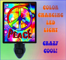 Load image into Gallery viewer, Color Changing Psychedelic Peace LED Night Light. Too Cool for Words!
