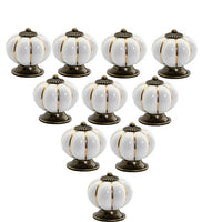 Pumpkin Ceramic Drawer Knobs, YIFAN Set of 10 Cabinet Pulls Dresser Cupboard Door Handles - White