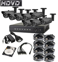 Load image into Gallery viewer, HDVD HVD-P-T87B4 HD-TVI CCTV 8CH DVR with 8 Camera Package Full HD 1080P HDMI Output Night Vision IR Indoor/Outdoor Bullet Pipe Camera 1TB HDD Installed
