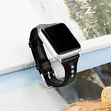 Load image into Gallery viewer, Watch Strap 38/40 / 42 / 44mm T Type Diamond Genuine Leather Watch Band Replacement Band Compatible with Apple Watch Series 4 3 2 1 (Black, 38mm)
