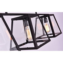 Load image into Gallery viewer, Adjustable Industrial Retro Hanging Island Light - LITFAD 40&quot; Wide Three Light Antique Vintage Chandelier Pendant Light with Square Glass Shade
