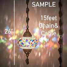 Load image into Gallery viewer, DEMMEX 2019 Swag Plug in Turkish Moroccan Mosaic Ceiling Hanging Light Lamp Chandelier Pendant Fixture Lantern, Hardwired OR Plug in with 15feet Cord &amp; Chain (PlugIn12)
