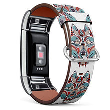 Load image into Gallery viewer, Replacement Leather Strap Printing Wristbands Compatible with Fitbit Charge 2 - Patterned Colored Head of Native American Indian Wolf
