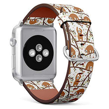 Load image into Gallery viewer, Compatible with Big Apple Watch 42mm, 44mm, 45mm (All Series) Leather Watch Wrist Band Strap Bracelet with Adapters (Funny Sloths)
