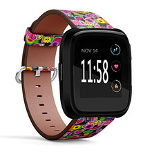 Load image into Gallery viewer, Replacement Leather Strap Printing Wristbands Compatible with Fitbit Versa - Colorful Hearts,Cactus,Flamingo, Pineapple,Rainbow
