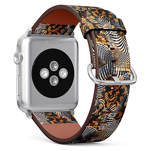 S-Type iWatch Leather Strap Printing Wristbands for Apple Watch 4/3/2/1 Sport Series (38mm) - Abstract Leopard Print Pattern