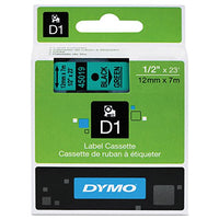 DYMO 45019 D1 High-Performance Polyester Removable Label Tape, 1/2-Inch x 23 ft, Black on Green
