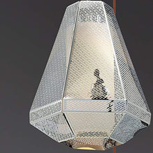 Load image into Gallery viewer, Eurofase 30017-016 Recinto Laser Cut Metal Mesh with Frosted Glass Mini Pendant Light, 1-Light 60 Watt, 11&quot;H x 9&quot;Dia, Chrome

